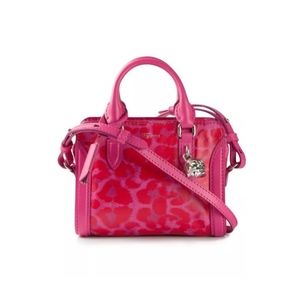 🔥 ALEXANDER MCQUEEN VINTAGE SMALL PADLOCK SATCHEL PINK RED LEATHER FLAME